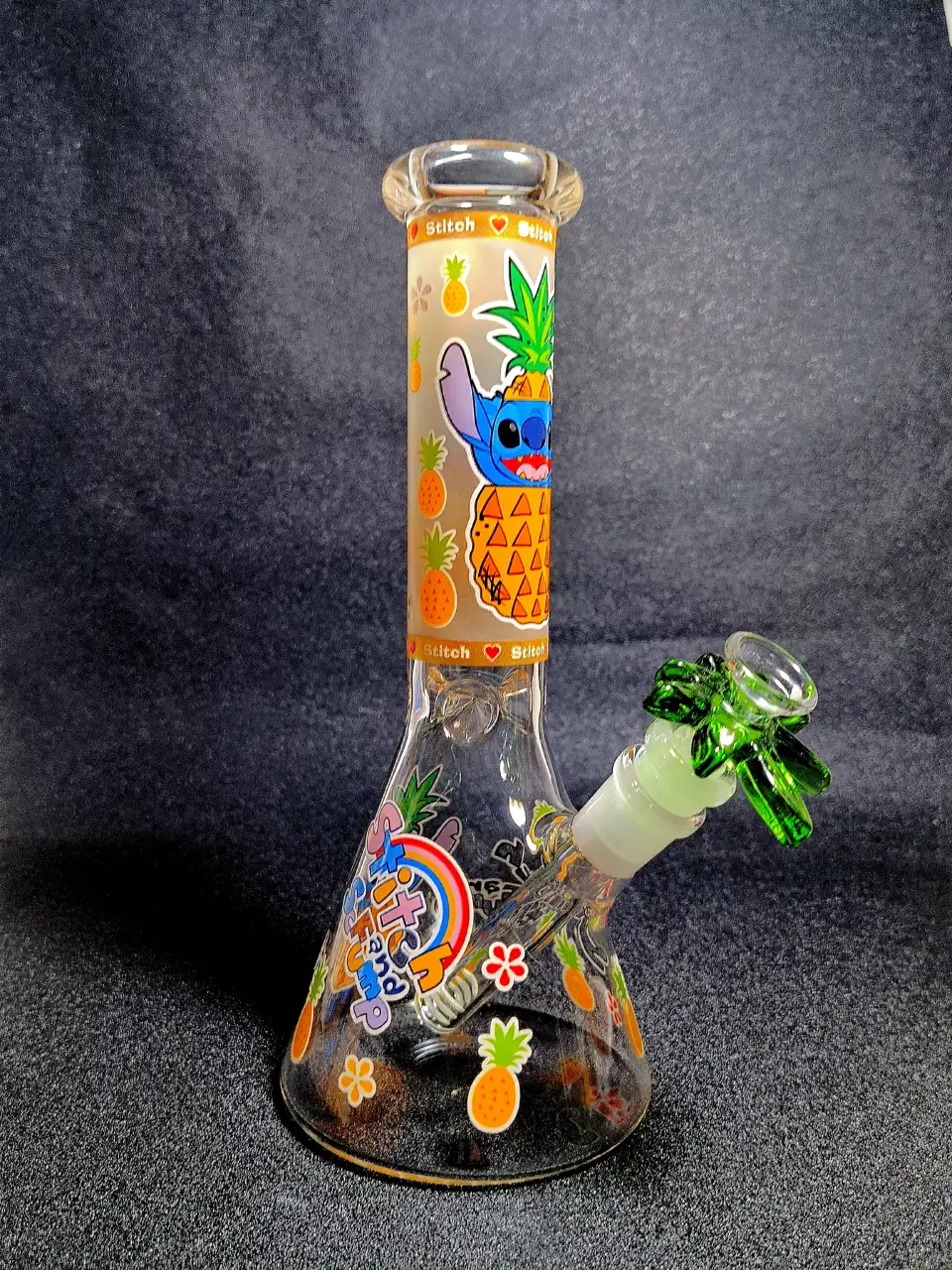 10" Stitch Disney Pineapple Tropical Beaker Glass Bong