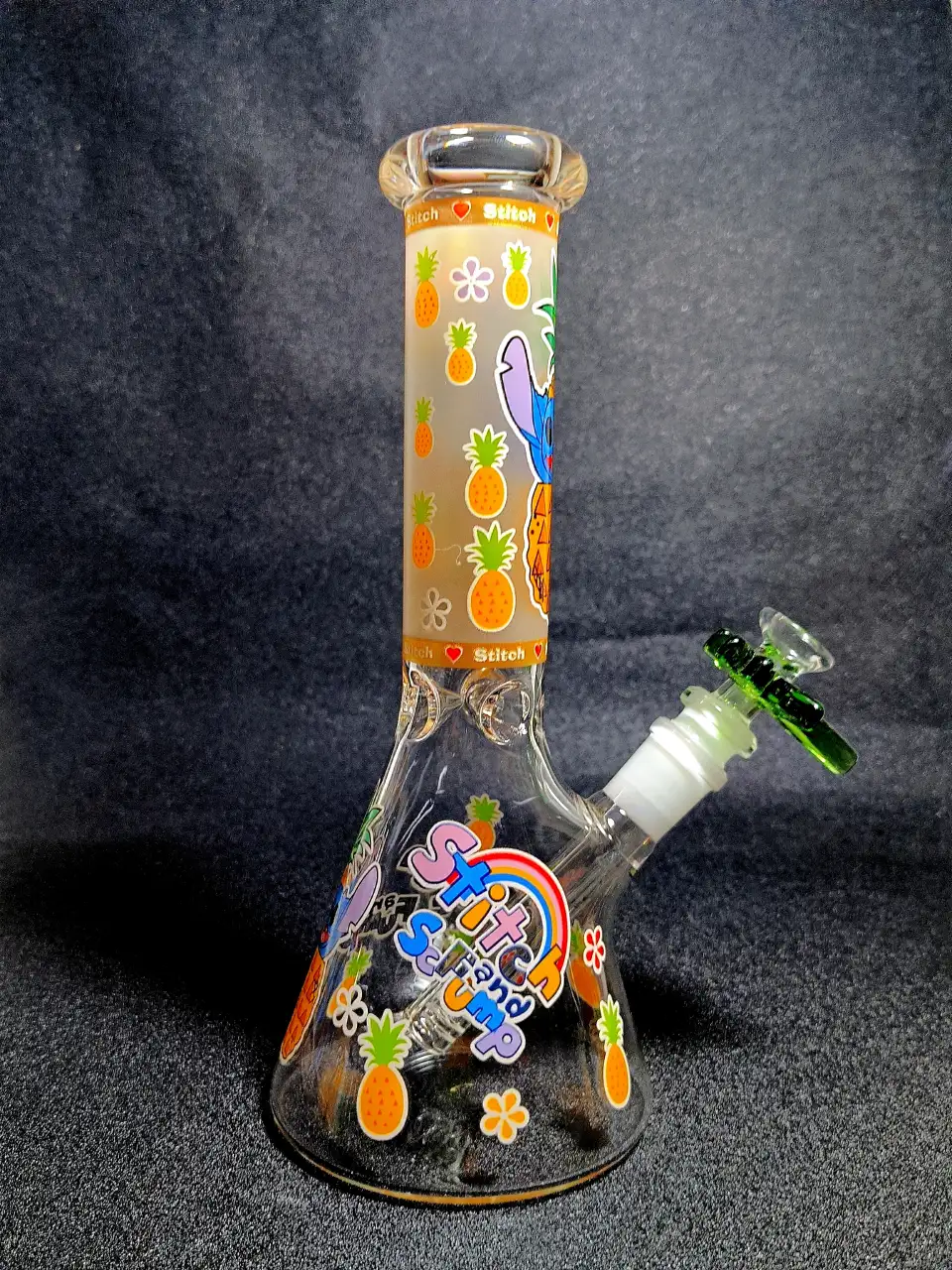 10" Stitch Disney Pineapple Tropical Beaker Glass Bong