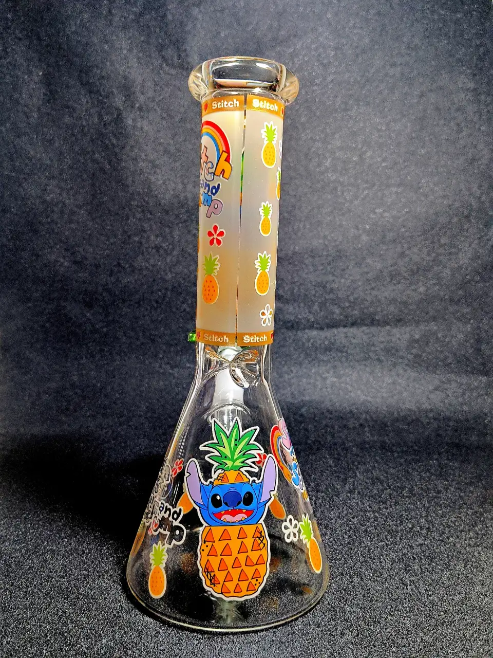 10" Stitch Disney Pineapple Tropical Beaker Glass Bong
