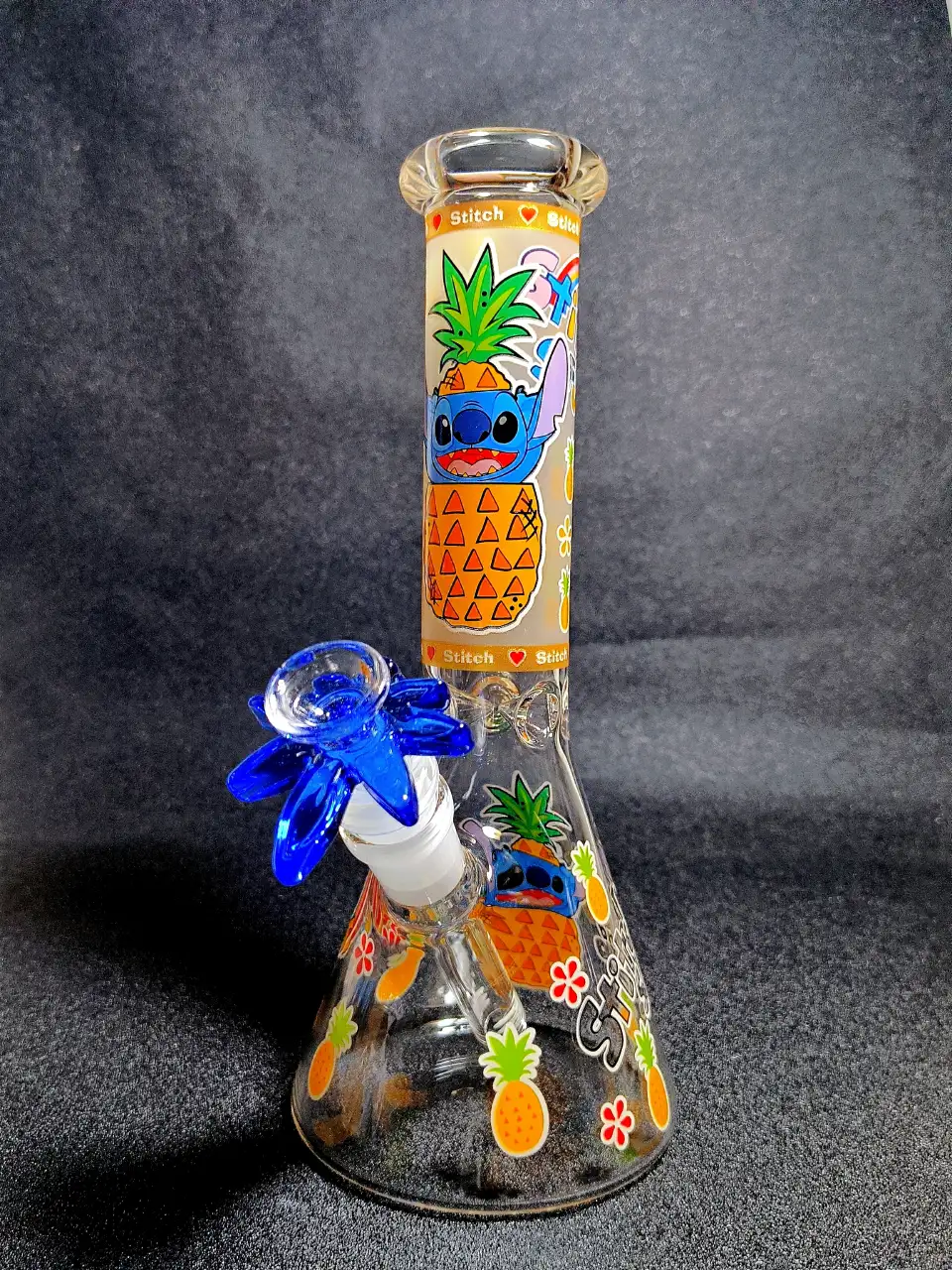 10" Stitch Disney Pineapple Tropical Beaker Glass Bong