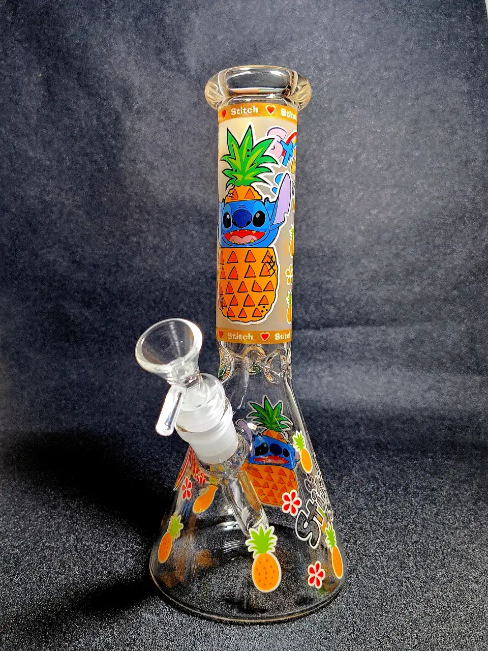 10" Stitch Disney Pineapple Tropical Beaker Glass Bong