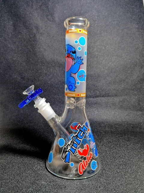 10″ Stitch Disney Tongue-Out Bubble Beaker Glass Bong 10" Stitch Disney Tongue-Out Bubble Beaker Glass Bong