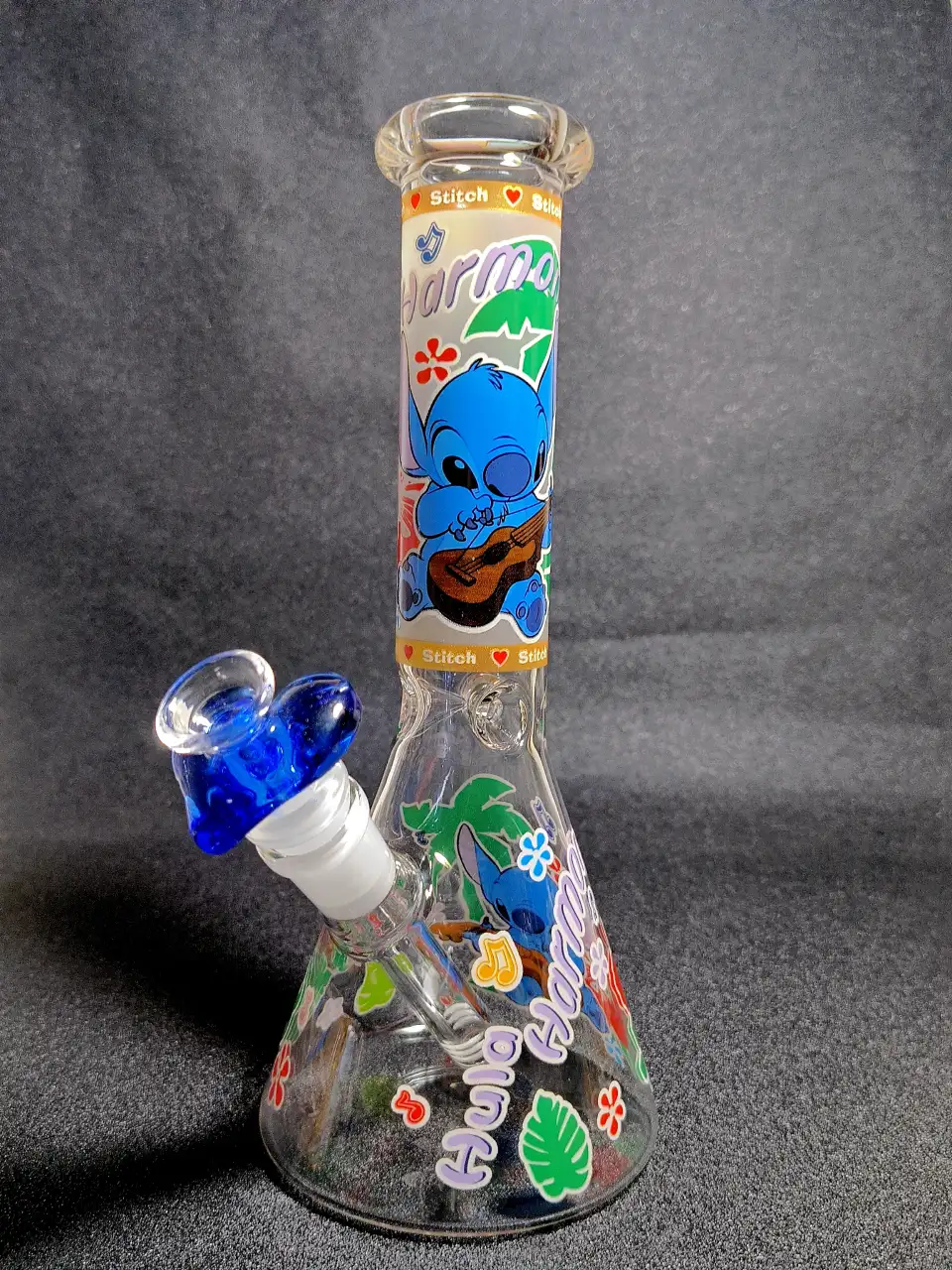 10" Stitch Disney Tropical Ukulele Beaker Glass Bong