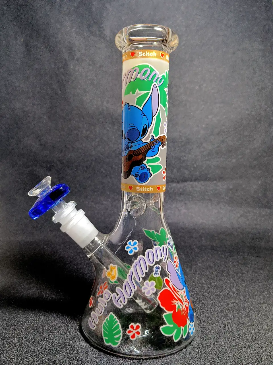 10" Stitch Disney Tropical Ukulele Beaker Glass Bong
