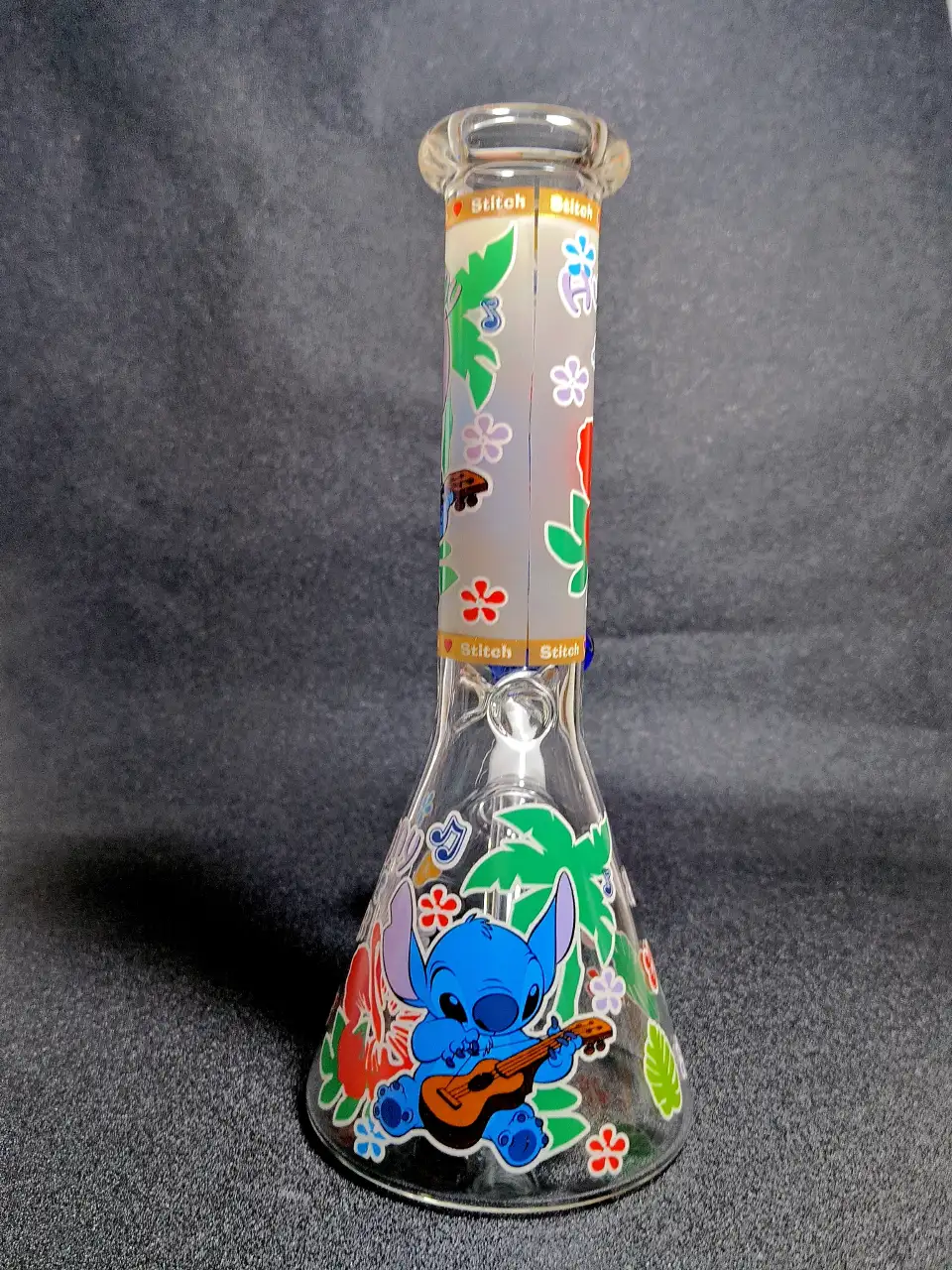 10" Stitch Disney Tropical Ukulele Beaker Glass Bong