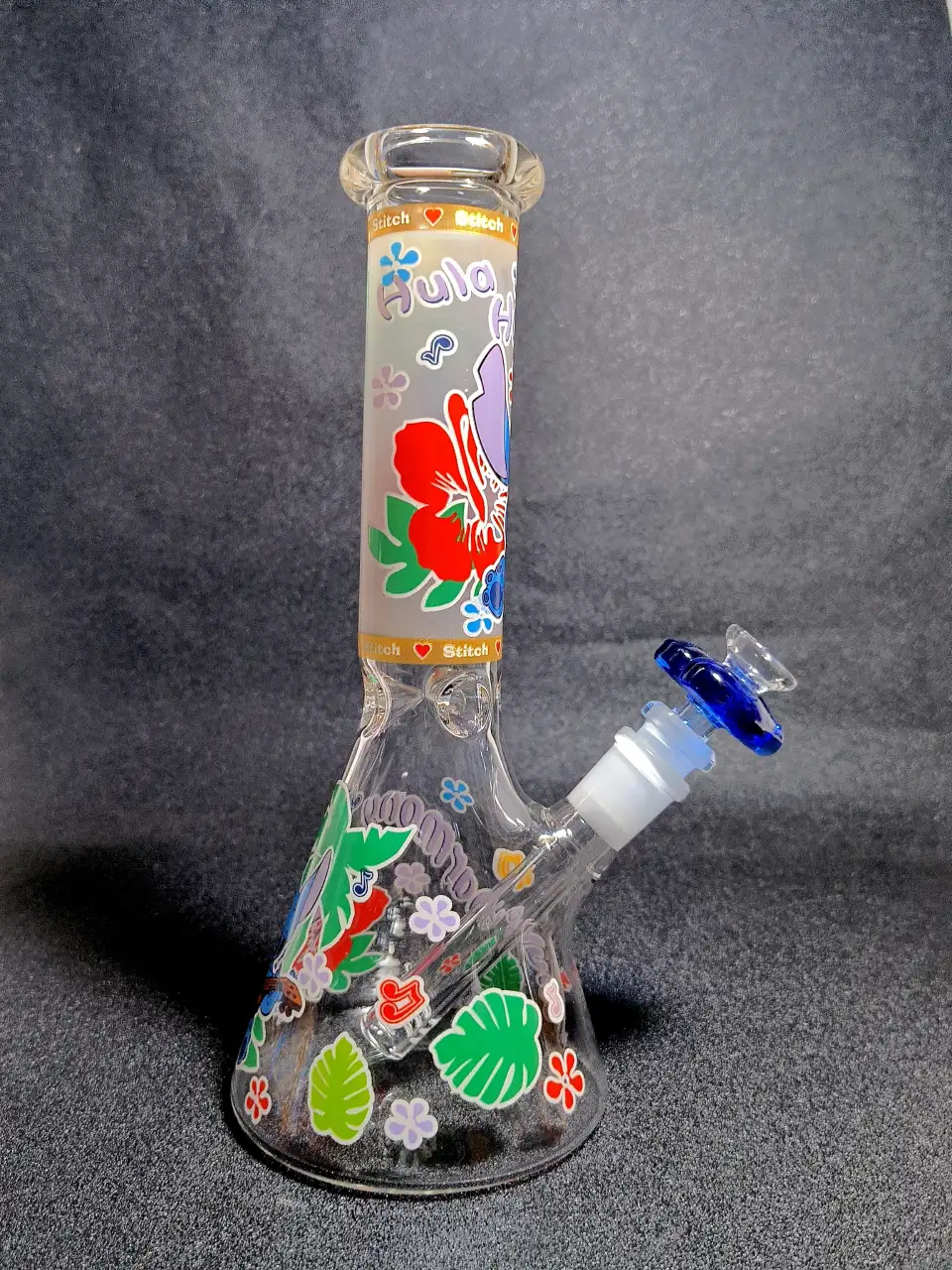 10" Stitch Disney Tropical Ukulele Beaker Glass Bong