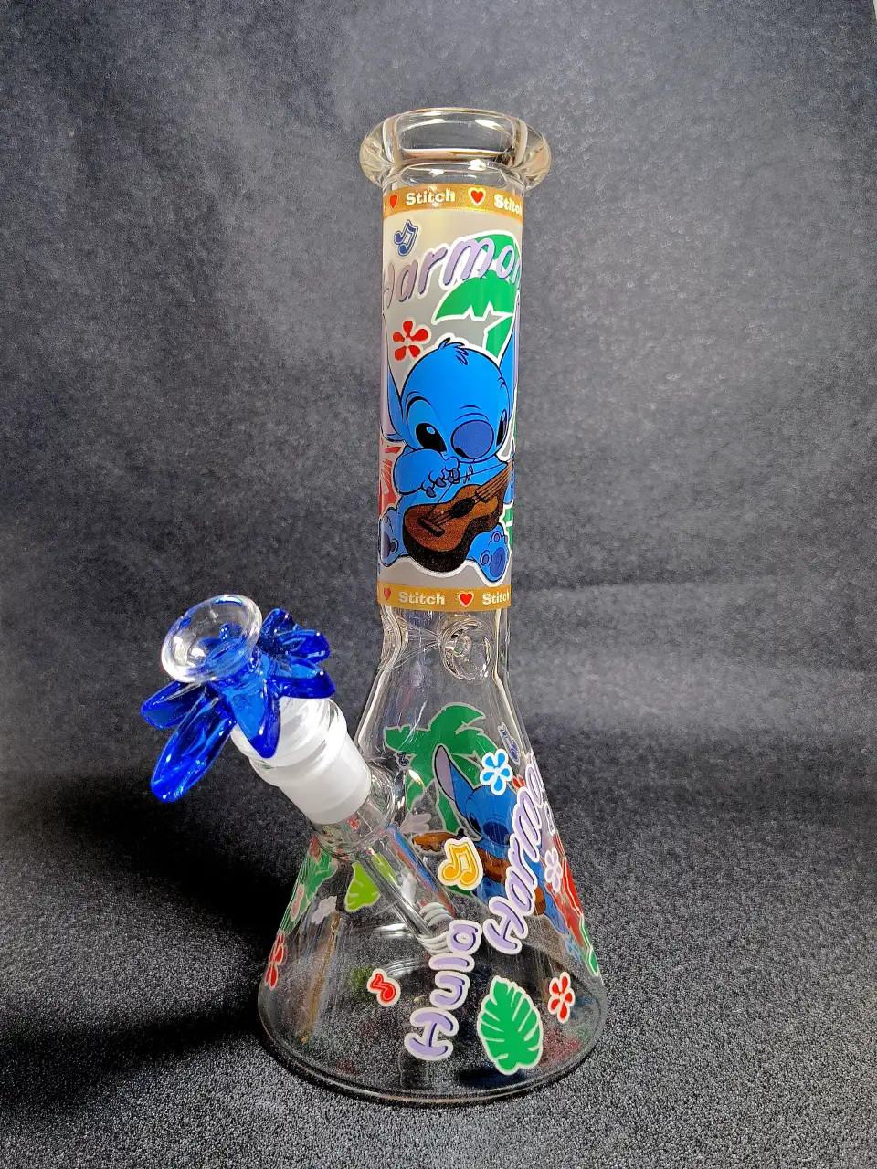 10" Stitch Disney Tropical Ukulele Beaker Glass Bong