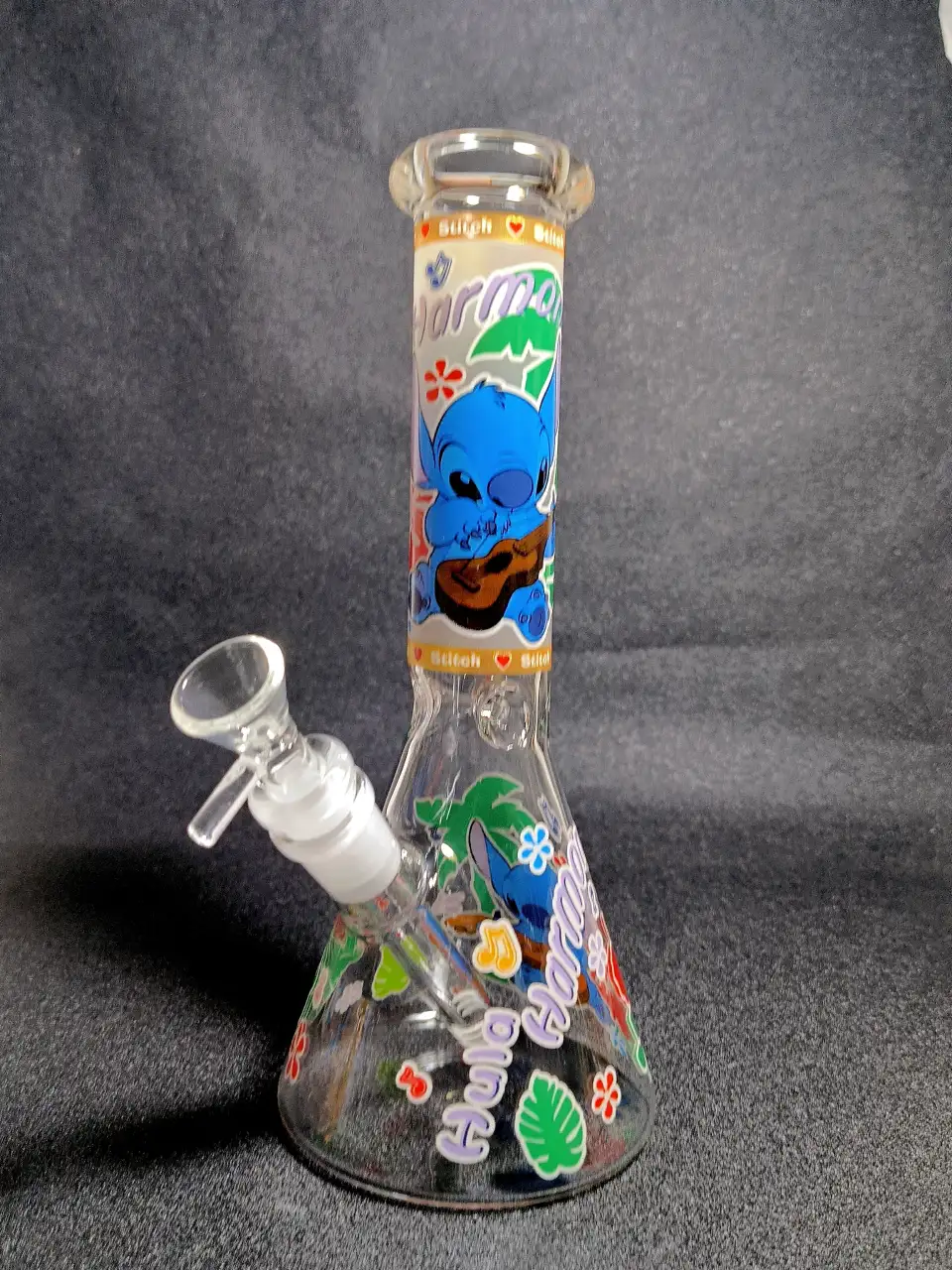 10" Stitch Disney Tropical Ukulele Beaker Glass Bong