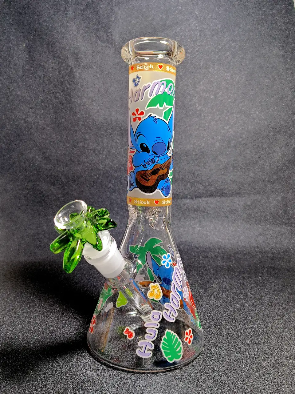 10" Stitch Disney Tropical Ukulele Beaker Glass Bong