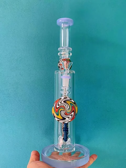 13" Straight Tube Bong with Wig Wag Showerhead Perc