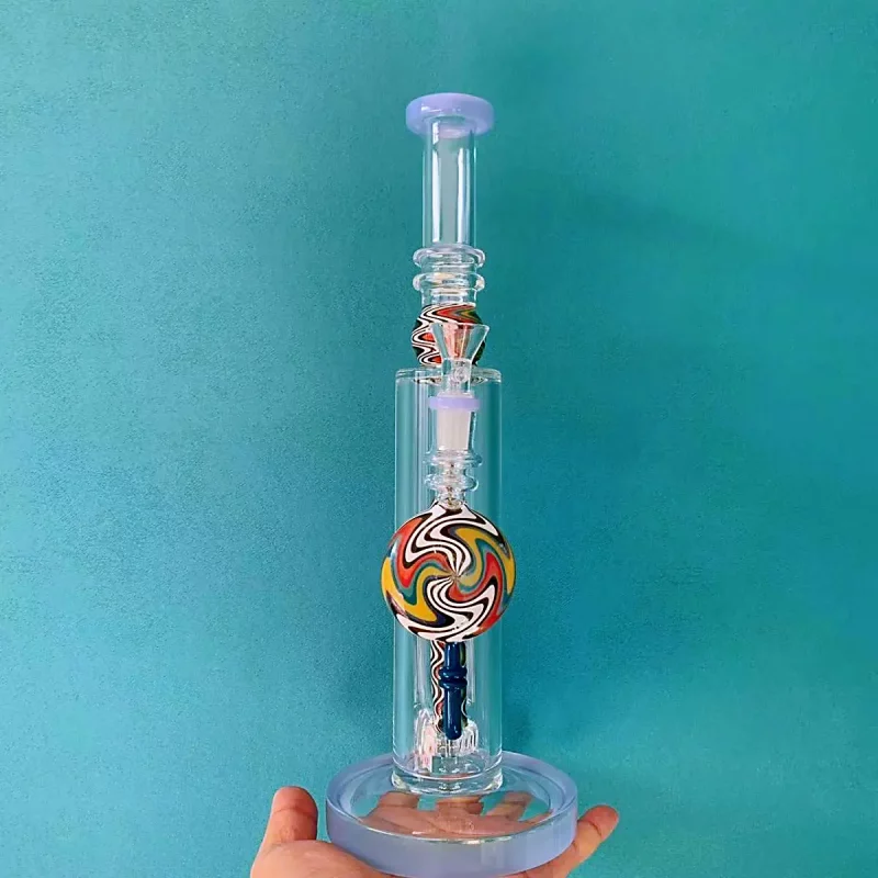 13" Straight Tube Bong with Wig Wag Showerhead Perc