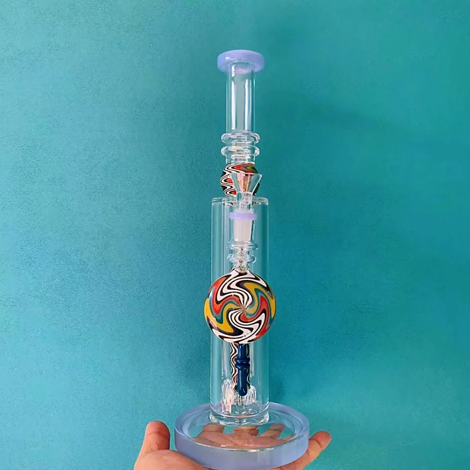 13" Straight Tube Bong with Wig Wag Showerhead Perc