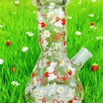 8" 5mm Strawberry & Daisy Bunny Beaker Glass Bong