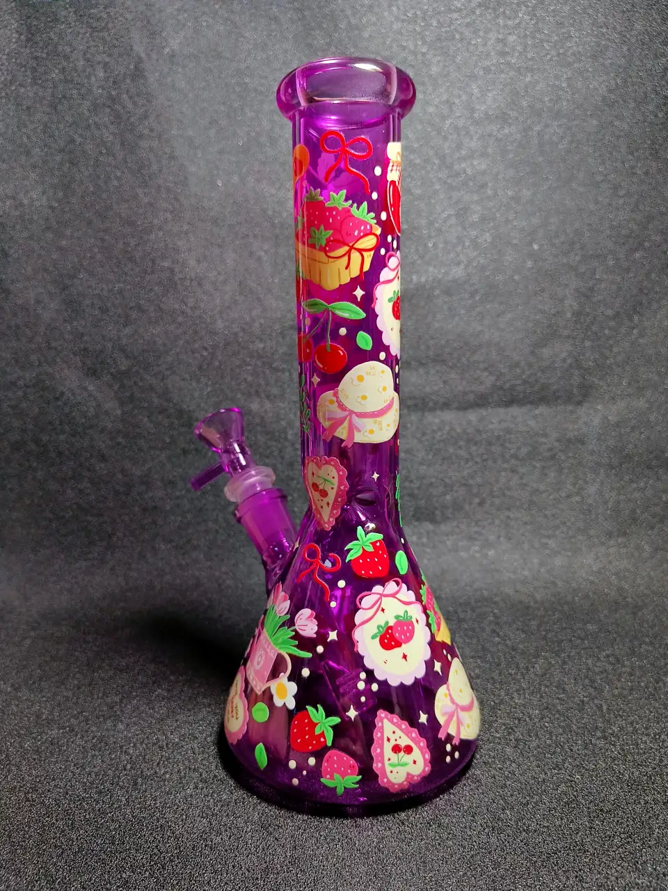 Strawberry Picnic Jam Jar Red Gingham Purple Beaker Glass Bong
