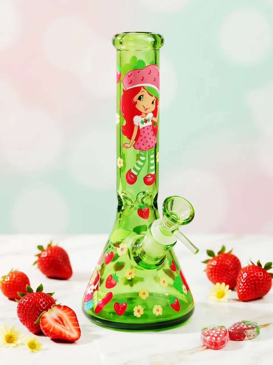 Strawberry Shortcake Green Blossom Garden Beaker Glass Bong