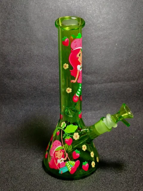 Strawberry Shortcake Green Blossom Garden Beaker Glass Bong Strawberry Shortcake Green Blossom Garden Beaker Glass Bong