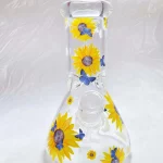 8" Sunflower Butterfly Beaker Glass Bong