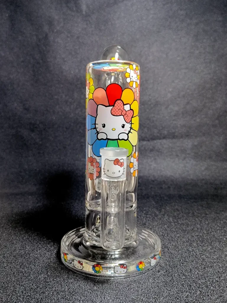 Hello Kitty Sanrio Rainbow Sunflower Pop Art Glass Bong