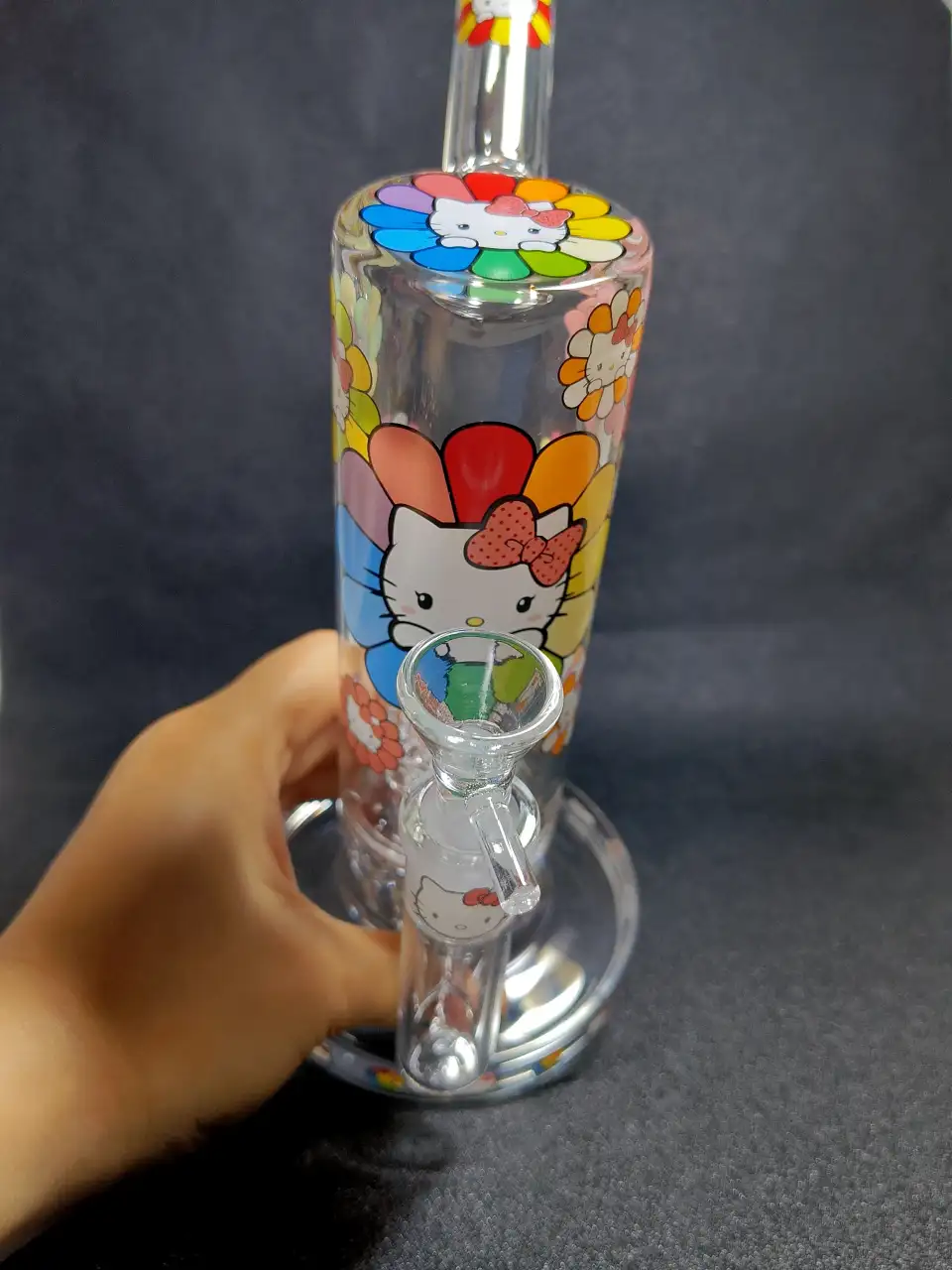Hello Kitty Sanrio Rainbow Sunflower Pop Art Glass Bong