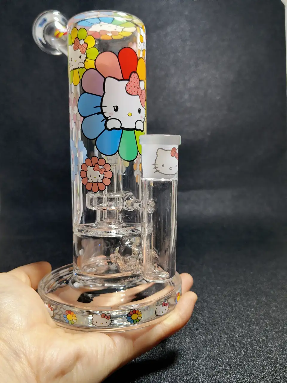 Hello Kitty Sanrio Rainbow Sunflower Pop Art Glass Bong