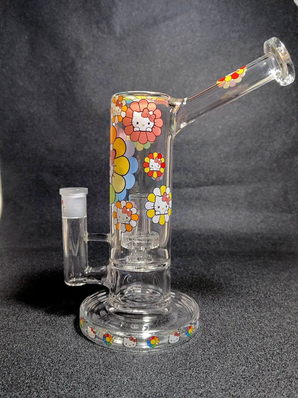Hello Kitty Sanrio Rainbow Sunflower Pop Art Glass Bong