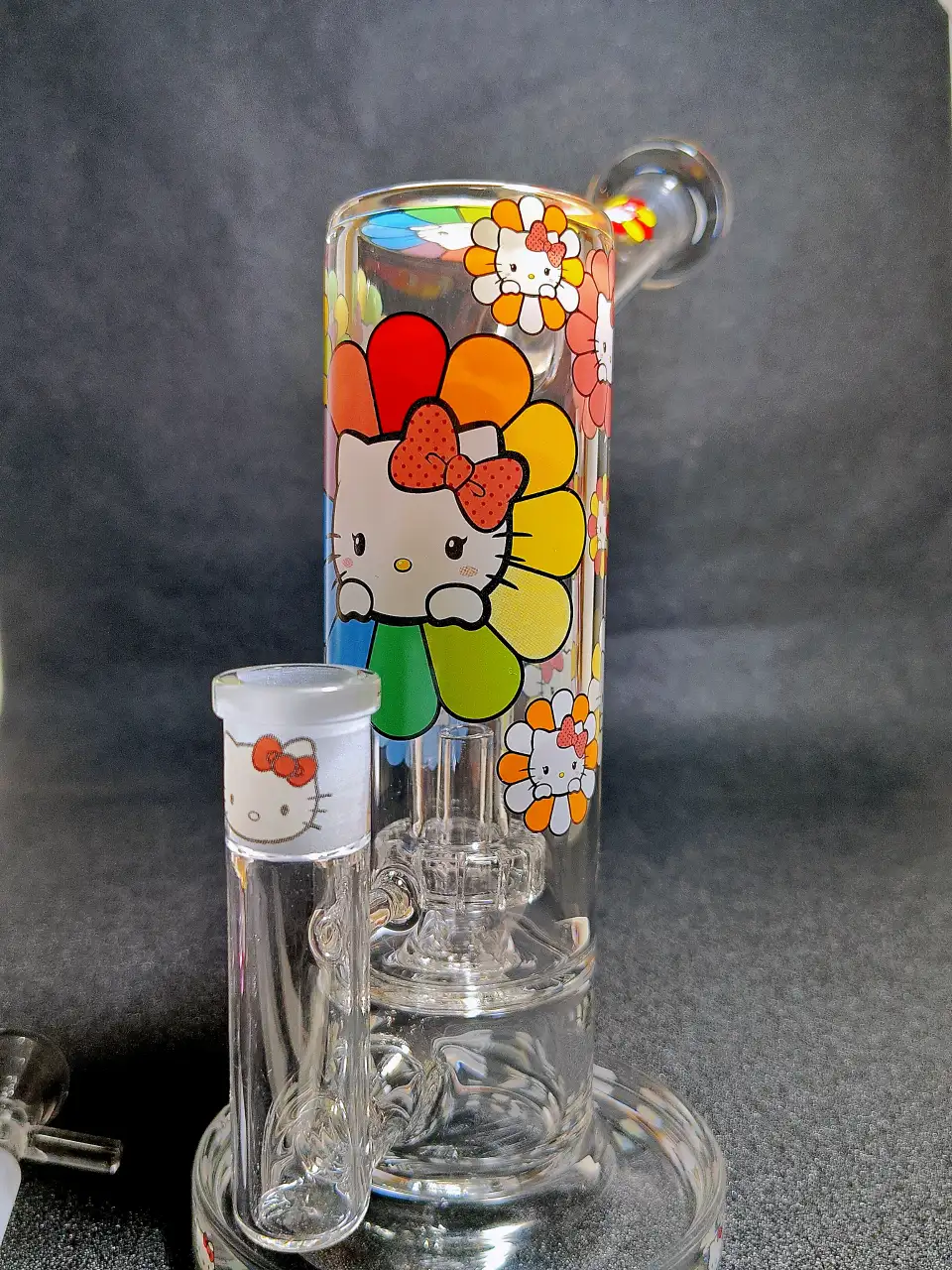 Hello Kitty Sanrio Rainbow Sunflower Pop Art Glass Bong
