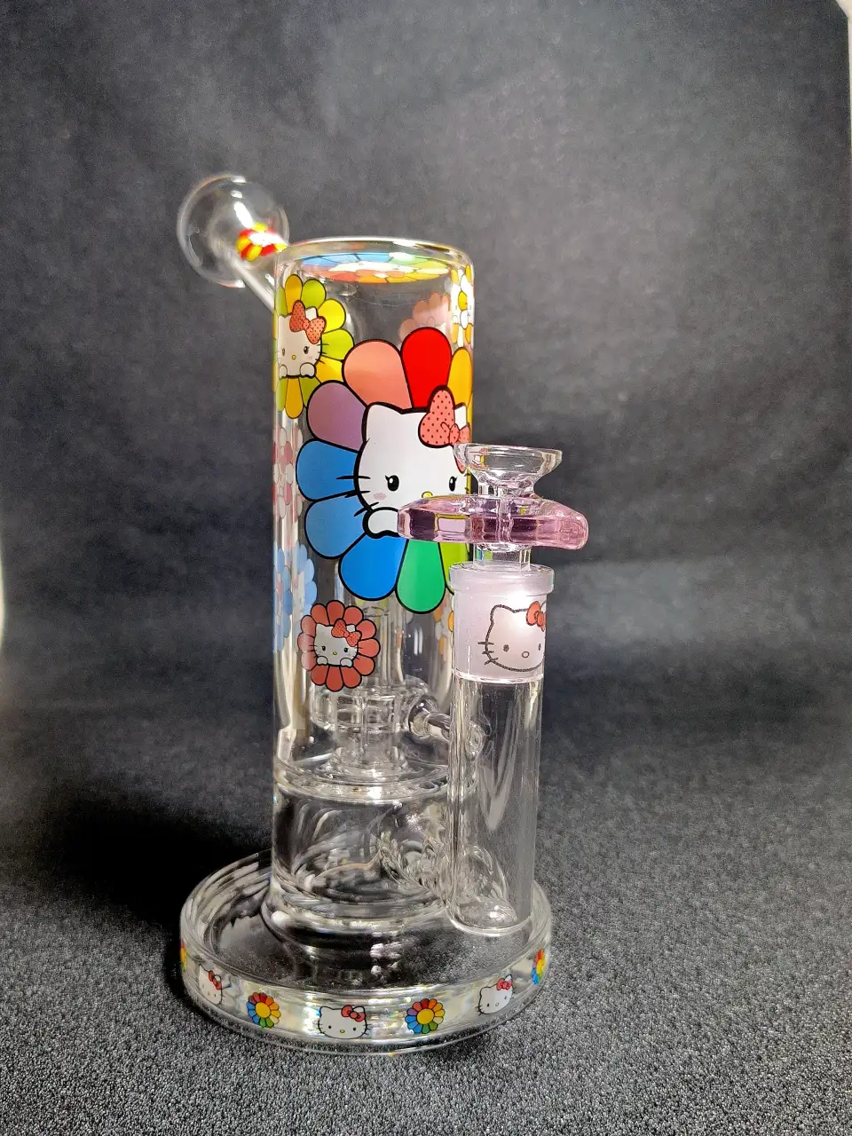 Hello Kitty Sanrio Rainbow Sunflower Pop Art Glass Bong