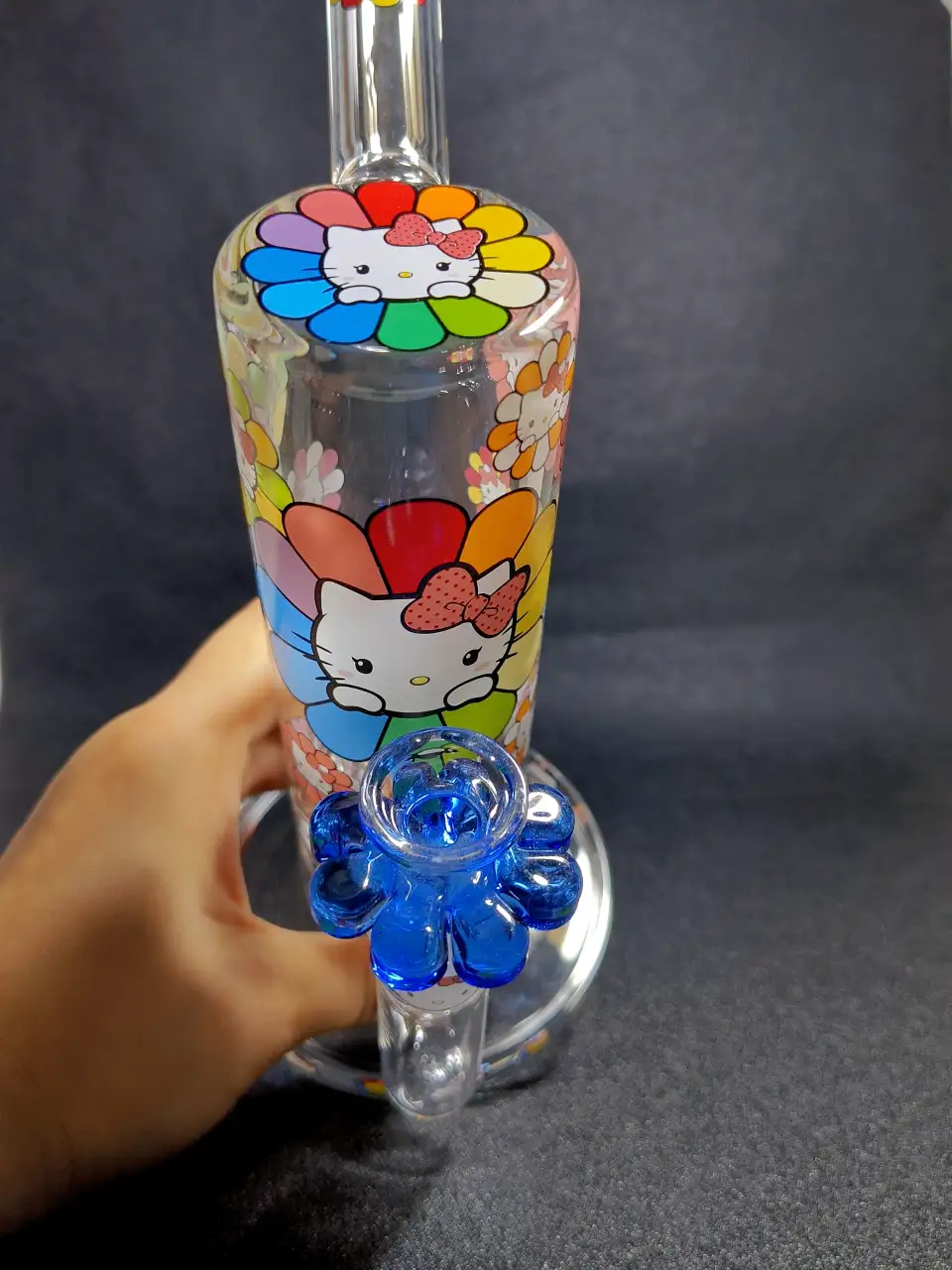 Hello Kitty Sanrio Rainbow Sunflower Pop Art Glass Bong