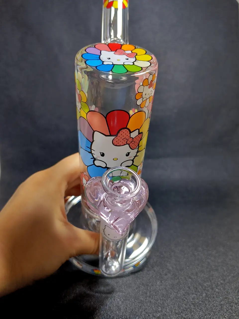 Hello Kitty Sanrio Rainbow Sunflower Pop Art Glass Bong