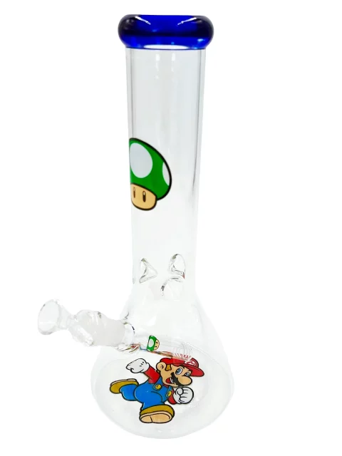 12" Super Mario 1-Up Mushroom Beaker Glass Bong