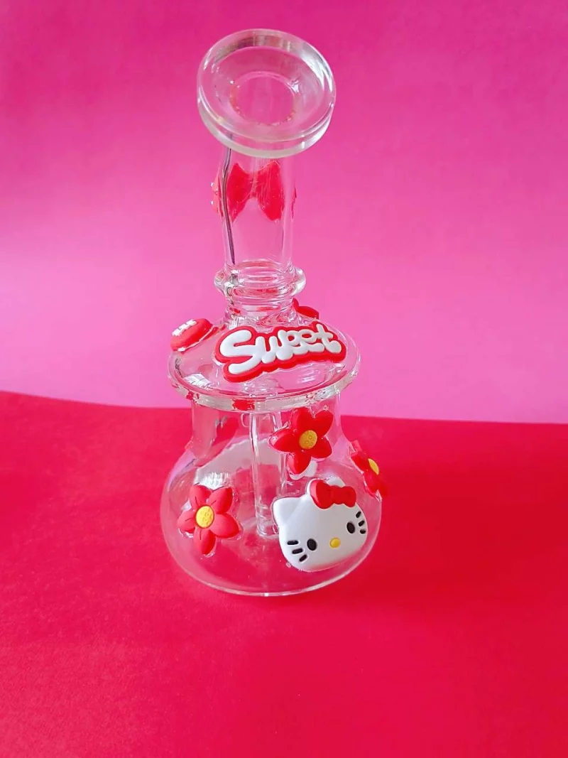 7.5" Sweet Hello Kitty & Flowers Mini Glass Bong