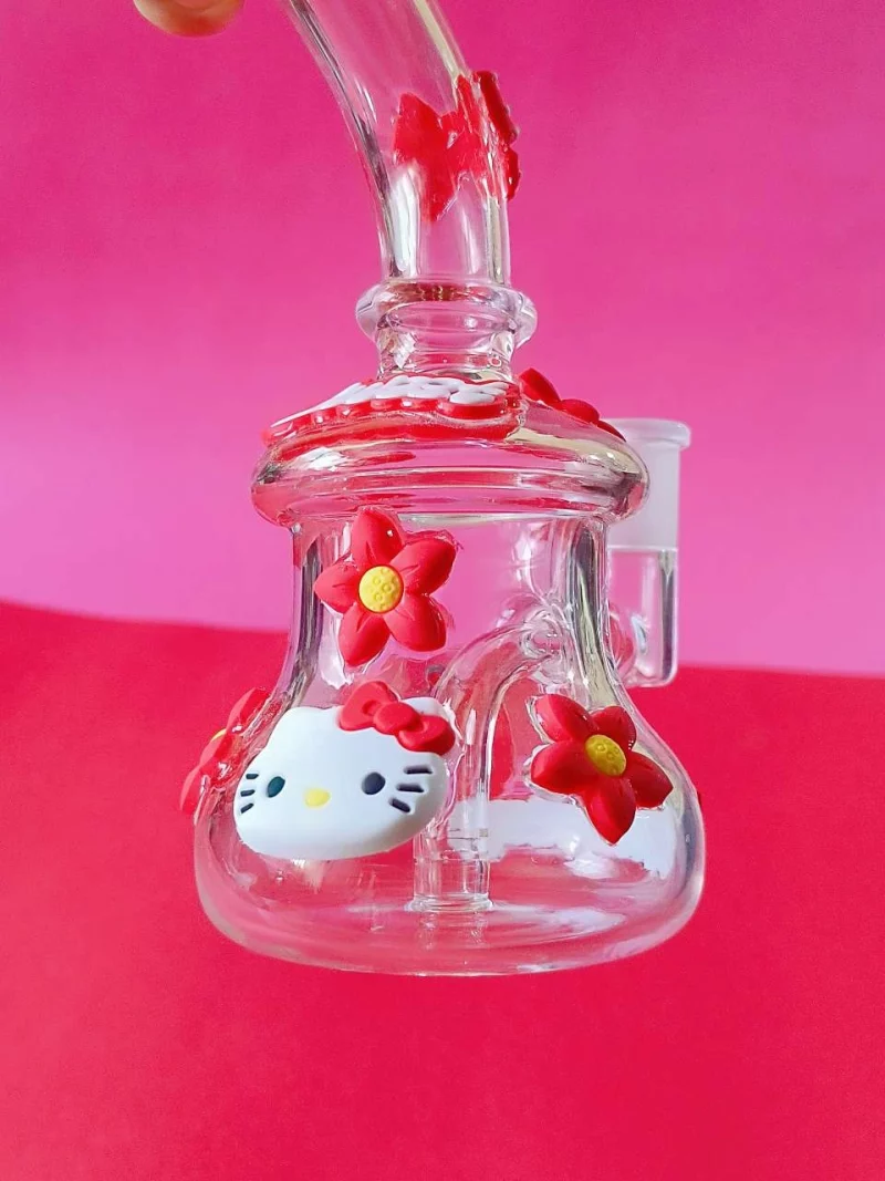 7.5" Sweet Hello Kitty & Flowers Mini Glass Bong