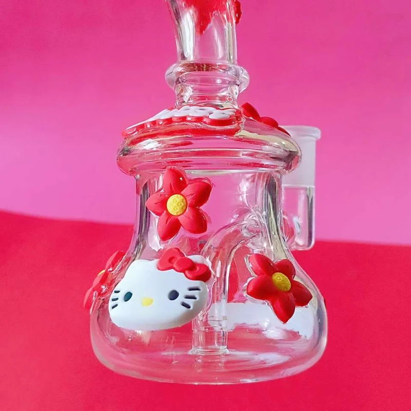 7.5" Sweet Hello Kitty & Flowers Mini Glass Bong