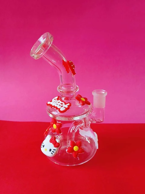 7.5" Sweet Hello Kitty & Flowers Mini Glass Bong