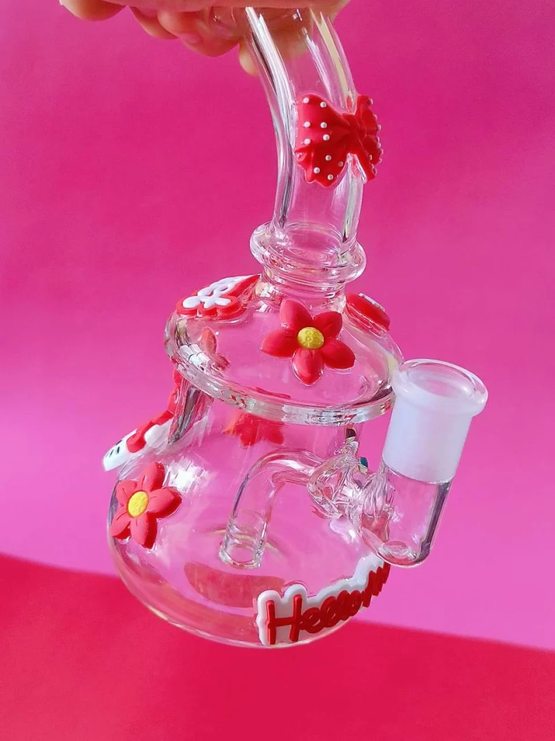 7.5" Sweet Hello Kitty & Flowers Mini Glass Bong