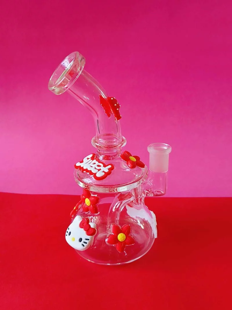 7.5" Sweet Hello Kitty & Flowers Mini Glass Bong
