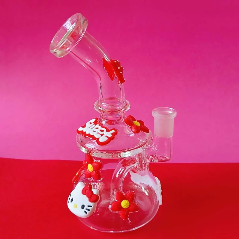 7.5" Sweet Hello Kitty & Flowers Mini Glass Bong
