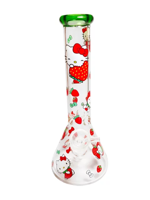 10" Sweet Strawberry Hello Kitty Beaker Glass Bong
