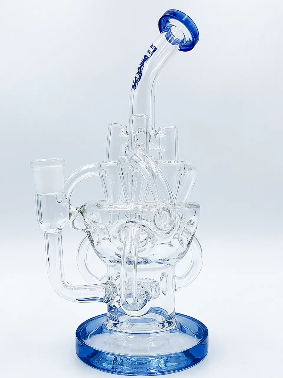 11" Swiss Recycler Glass Bong with Disc Perc | Gray/Pink/Blue - Image 4