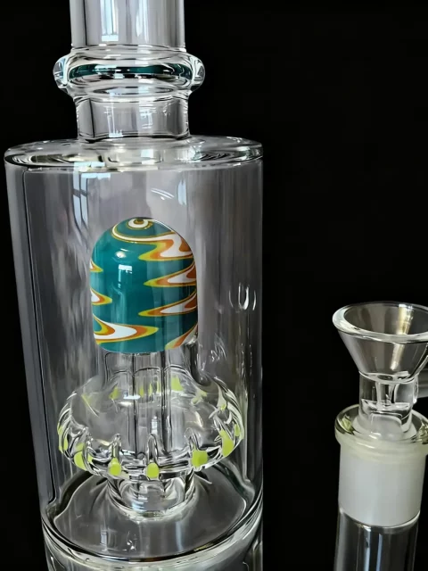 13″ Teal Straight Tube Bong with Inline & Disc Percs 13″ Teal Straight Tube Bong with Inline & Disc Percs
