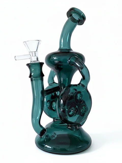 8″ Teal Swiss percs Recycler Glass Bong/Dab Rig