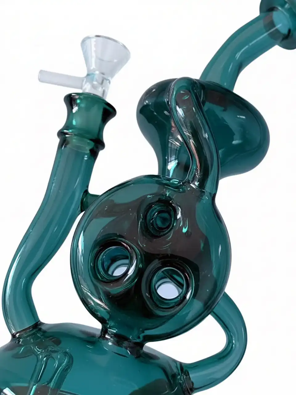 8″ Teal Swiss percs Recycler Glass Bong/Dab Rig