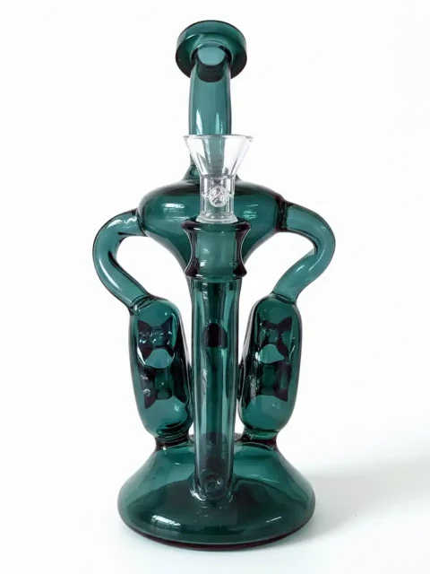 8″ Teal Swiss percs Recycler Glass Bong/Dab Rig 8″ Teal Swiss percs Recycler Glass Bong/Dab Rig