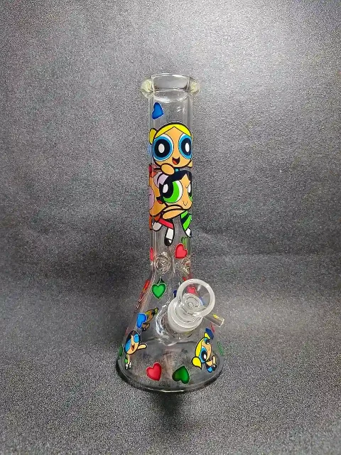 10" The Powerpuff Girls Y2K Heart Clear Beaker Bong