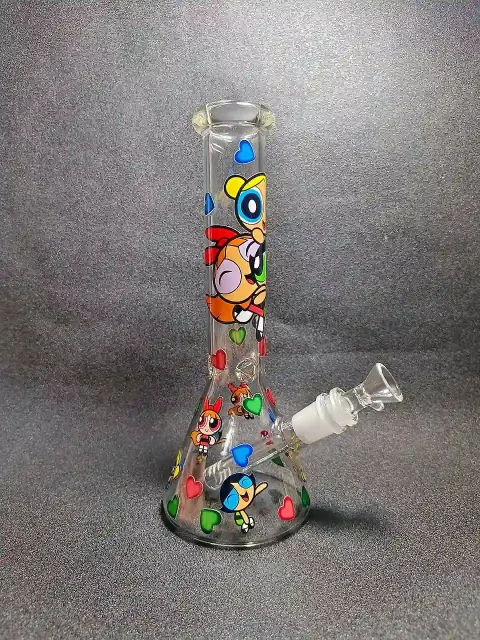 10″ The Powerpuff Girls Y2K Heart Clear Beaker Bong 10" The Powerpuff Girls Y2K Heart Clear Beaker Bong