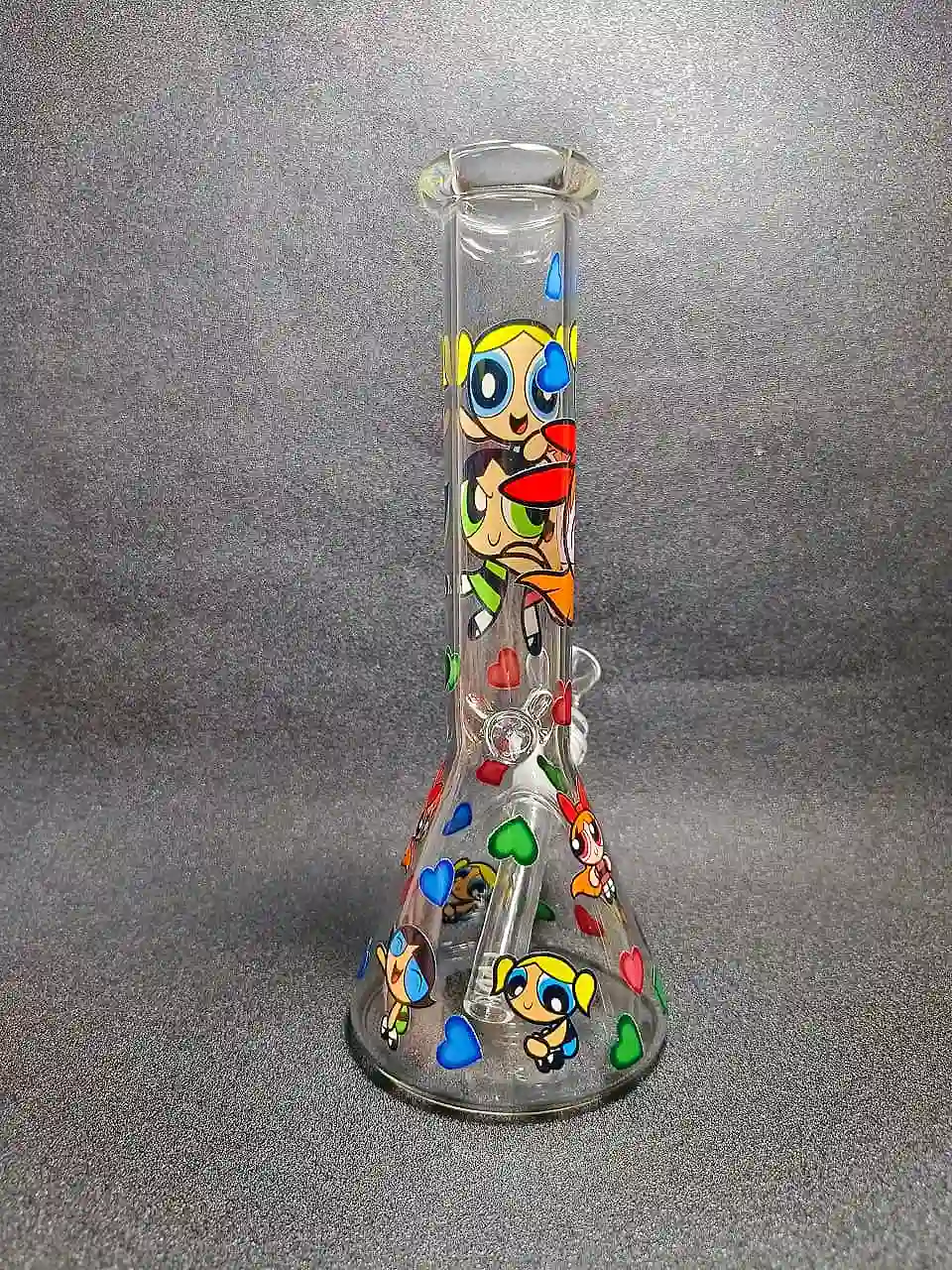 10" The Powerpuff Girls Y2K Heart Clear Beaker Bong