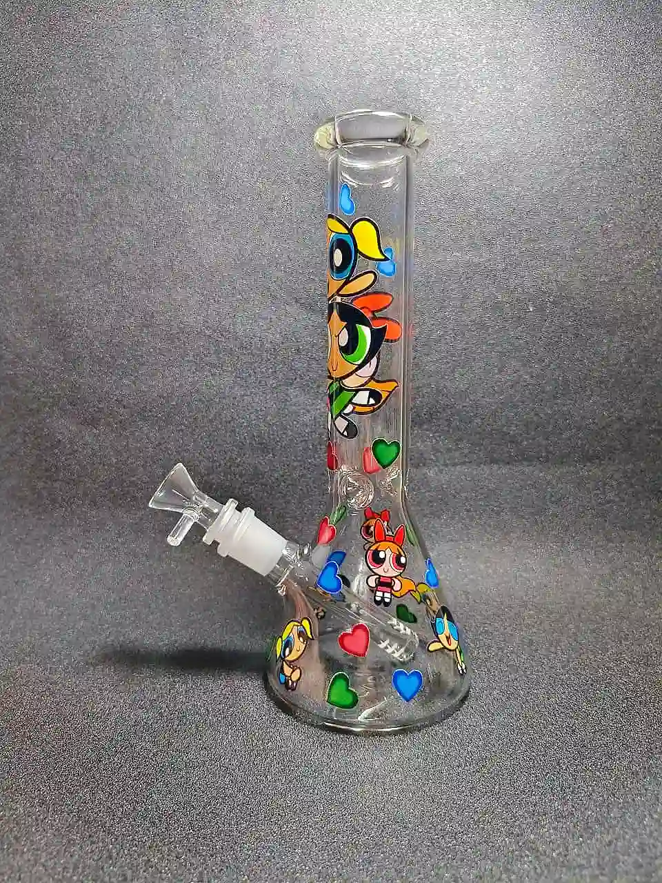 10" The Powerpuff Girls Y2K Heart Clear Beaker Bong