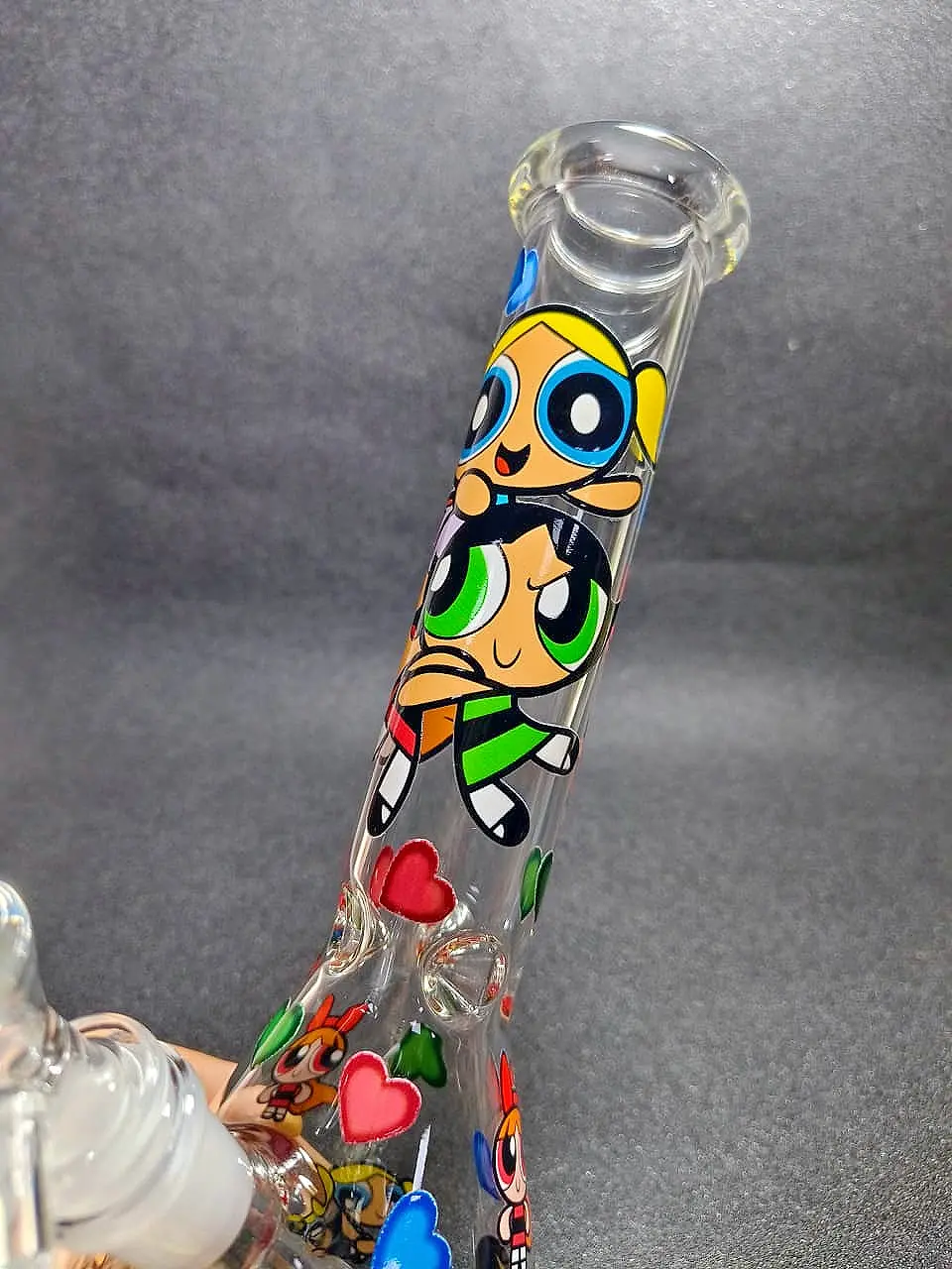 10" The Powerpuff Girls Y2K Heart Clear Beaker Bong