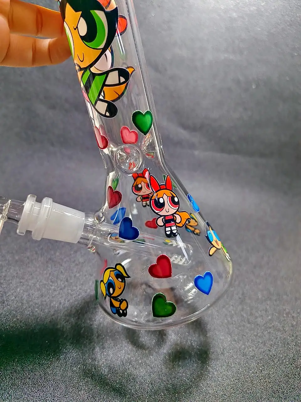 10" The Powerpuff Girls Y2K Heart Clear Beaker Bong