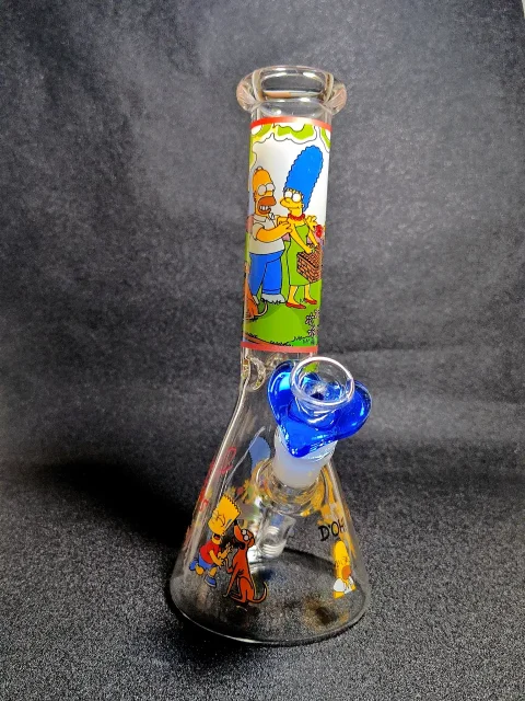 10" The Simpsons Springfield Scenery Homer Marge Picnic Beaker Glass Bong